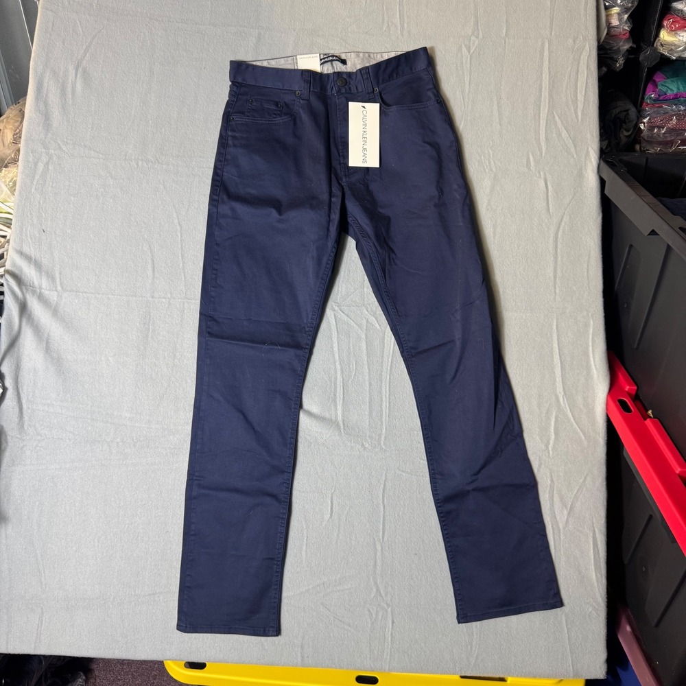 Calvin Klein Jeans‎ CKJ 035 Straight Leg Pants Peacoat Navy Blue Mens 30x32 NEW